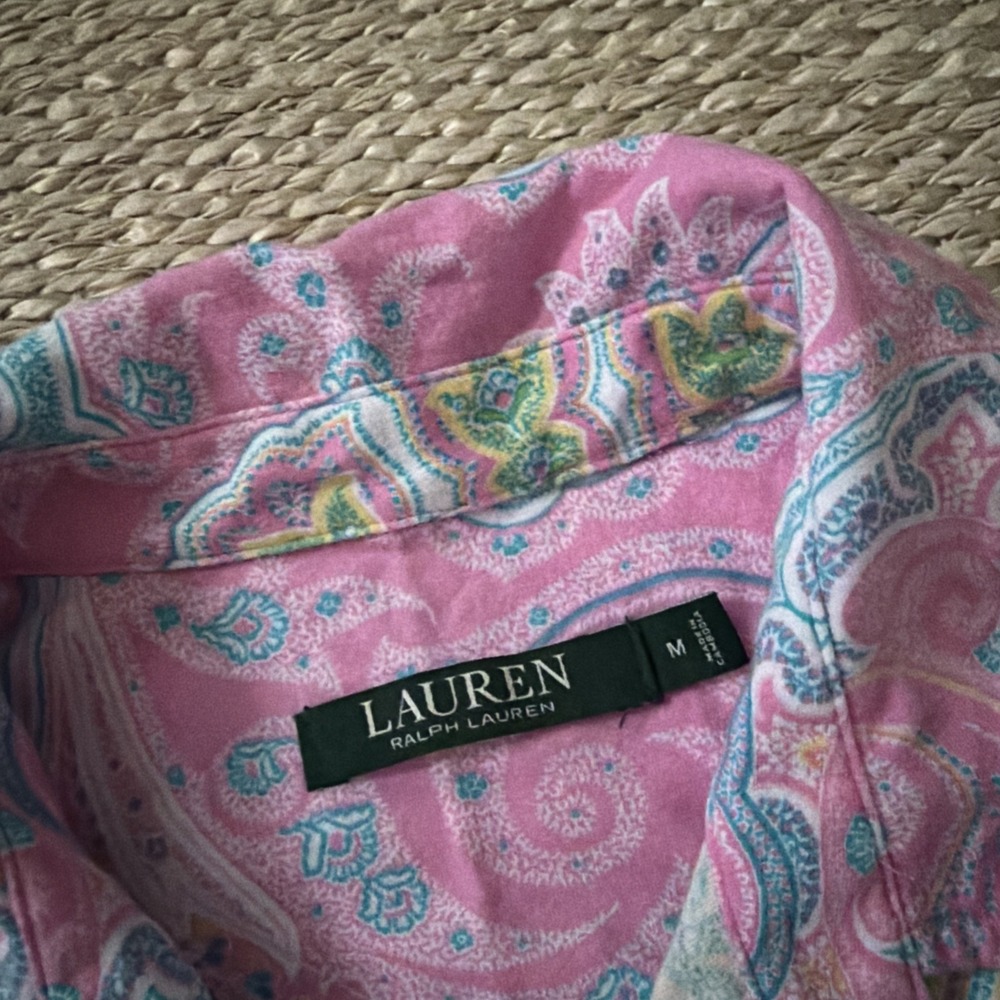 lauren ralph lauren pink paisley Night Shirt. Nightgown. Medium. Preppy - Picture 4 of 5